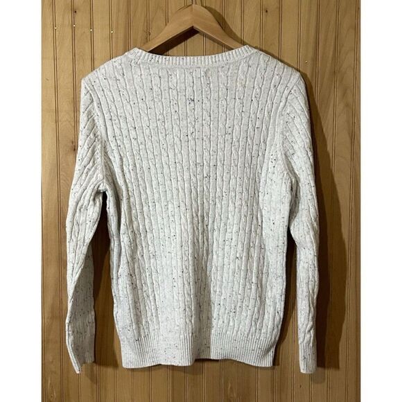 Karen Scott Women's Size Large Cable-knit Sweater In White Speckle - Picture 2 of 5